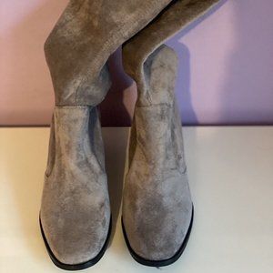 Sol Sana Bianca Gray Over the Knee Faux Suede Thigh High  Boots